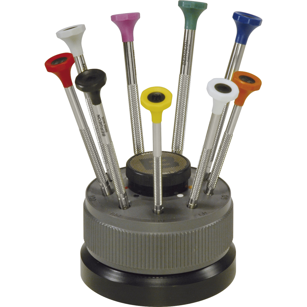 Screwdrivers 9 pcs in rotating stand Bergeon 30081-S09