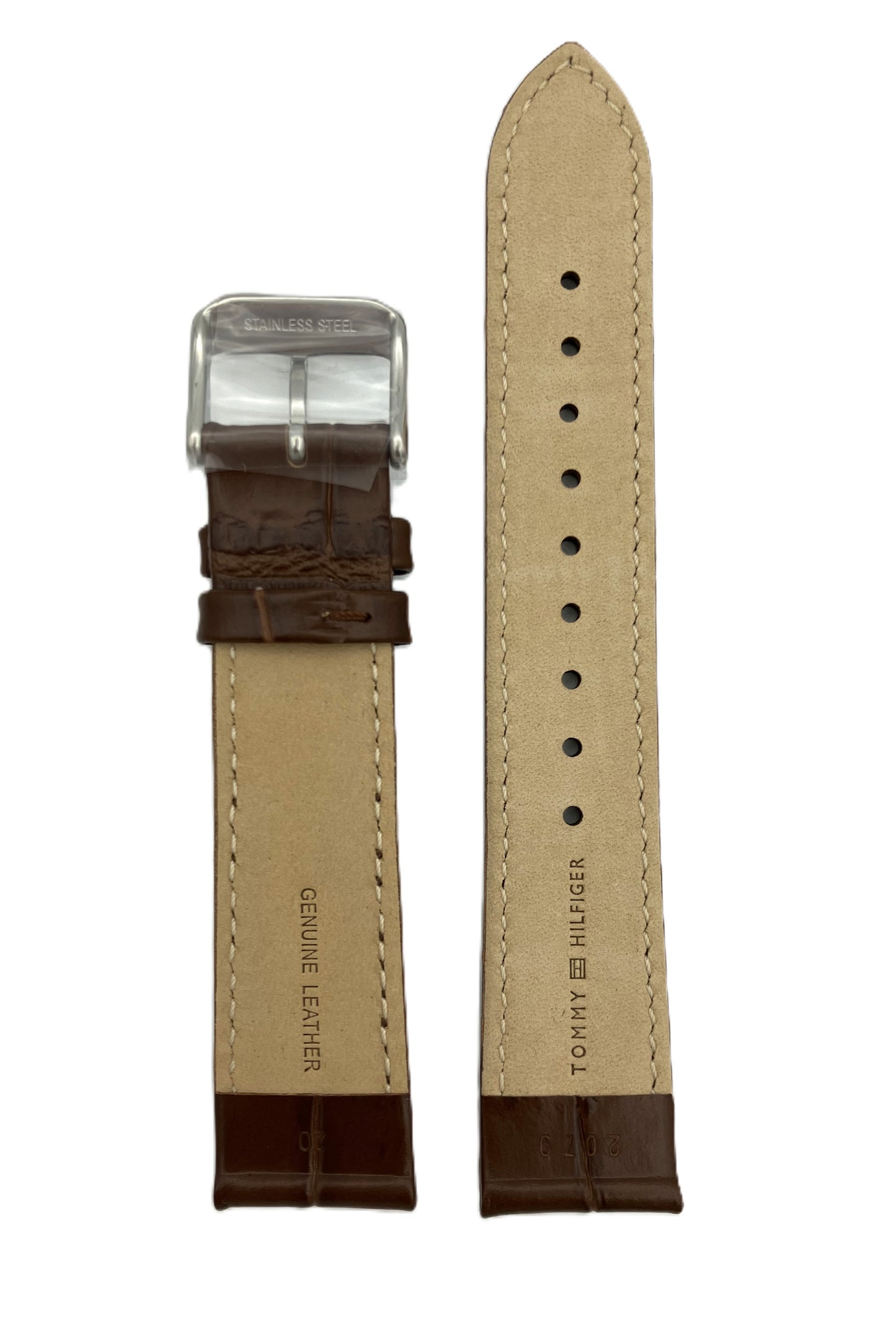 Leather strap brown 20mm croco imitation 1791357