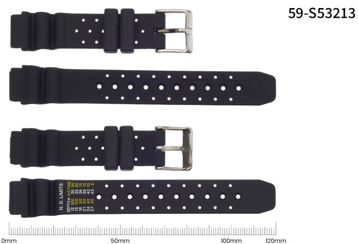 Citizen EP6050-17E sukeltajankellon kumiranneke musta 15mm 59-S53213