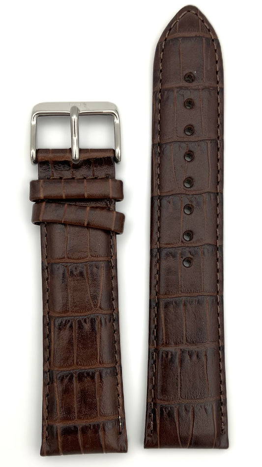 Nahkaranneke ruskea 22mm krokokuvioitu 1710127